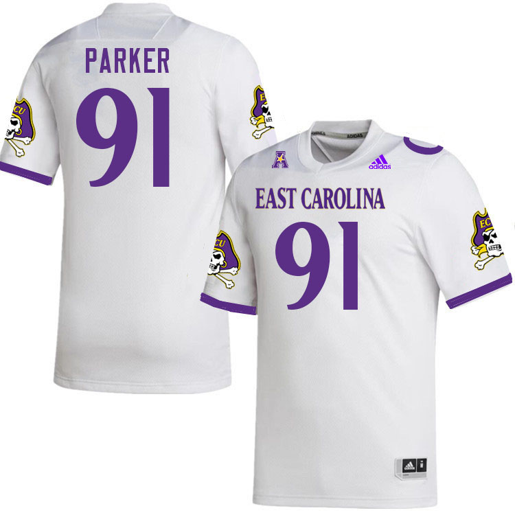 Men #91 Miles Parker ECU Pirates College Football Jerseys Stitched-White